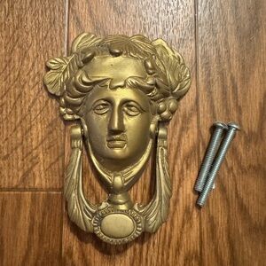 Vintage Solid Brass English Victorian Era Decorative Wall or Door Knocker